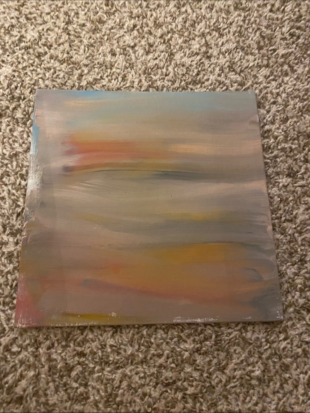 Abstract Pastel Sunset Canvas Art in Peach and Blue